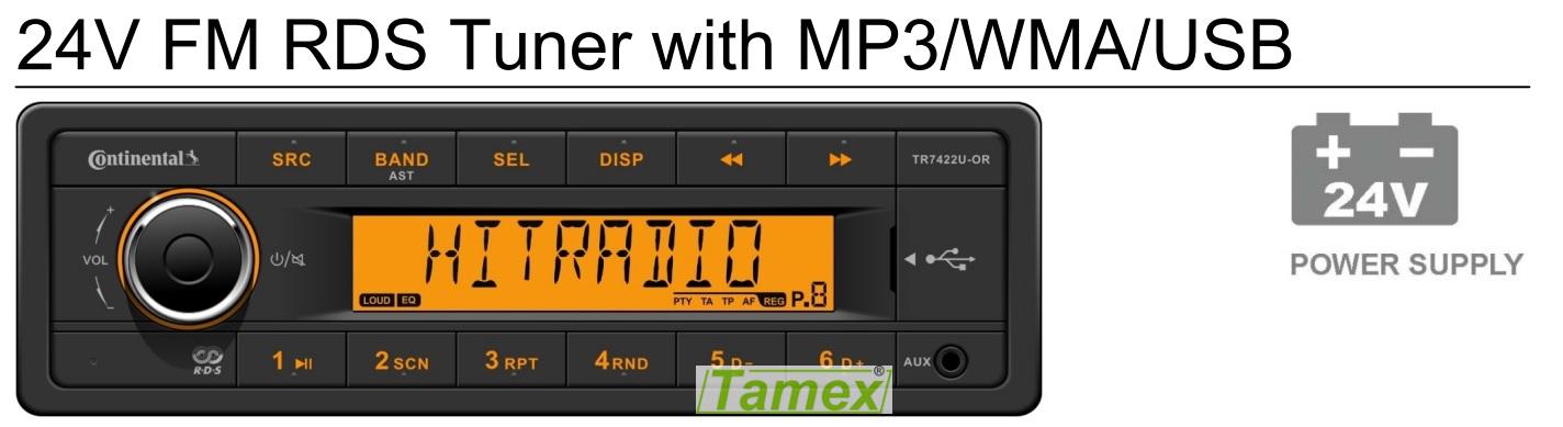 Radio/USB/MP3/WMA 24V Oranžové
