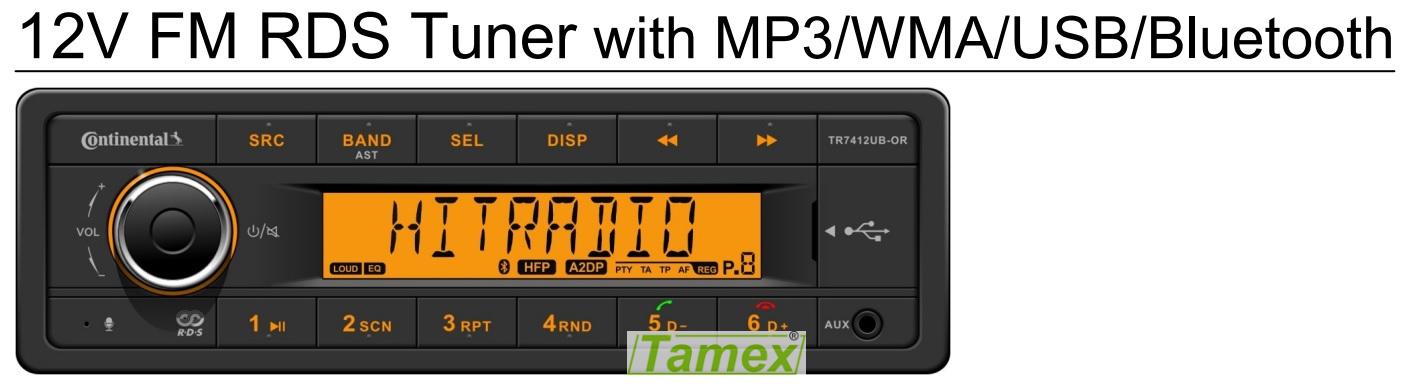 Radio/USB/MP3/WMA/ Bluetooth 12V Oranžové