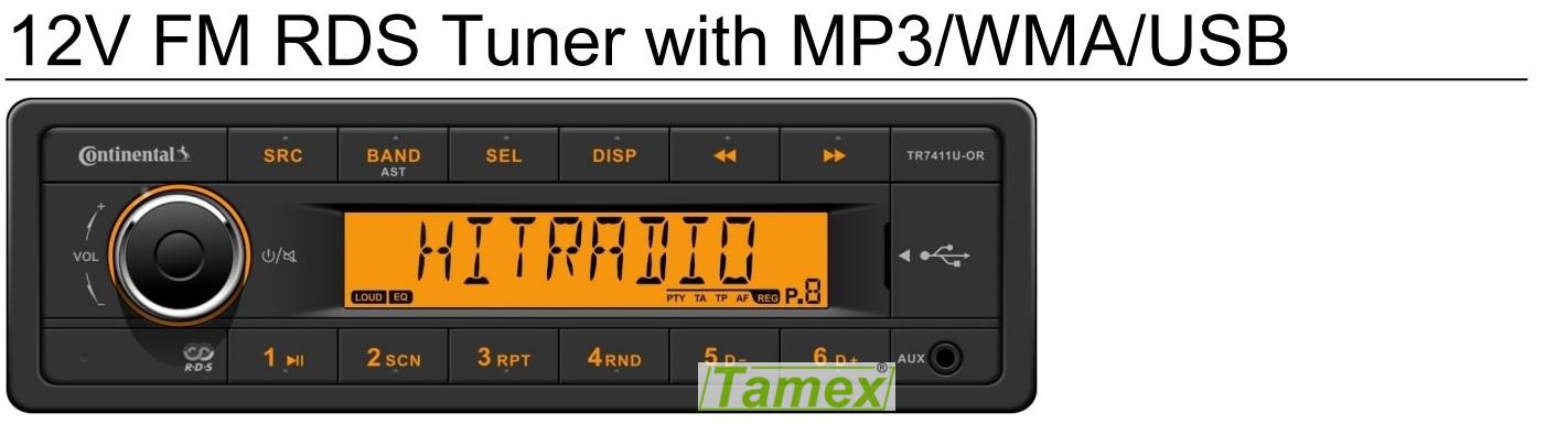 Radio/USB/MP3/WMA 12V Oranžové