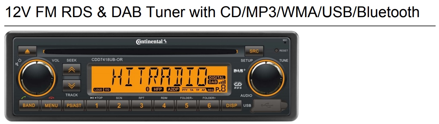 Radio/CD/USB/MP3/WMA/DAB /DAB+/DMB/Bluetooth 12V Oranžové