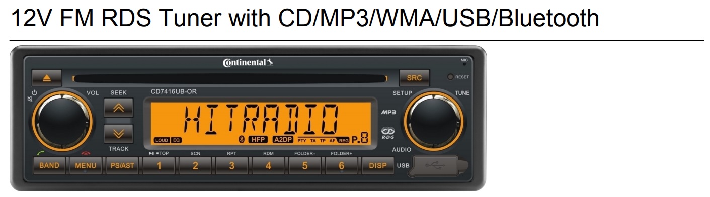 Radio/CD/USB/MP3/WMA 12V Oranžové